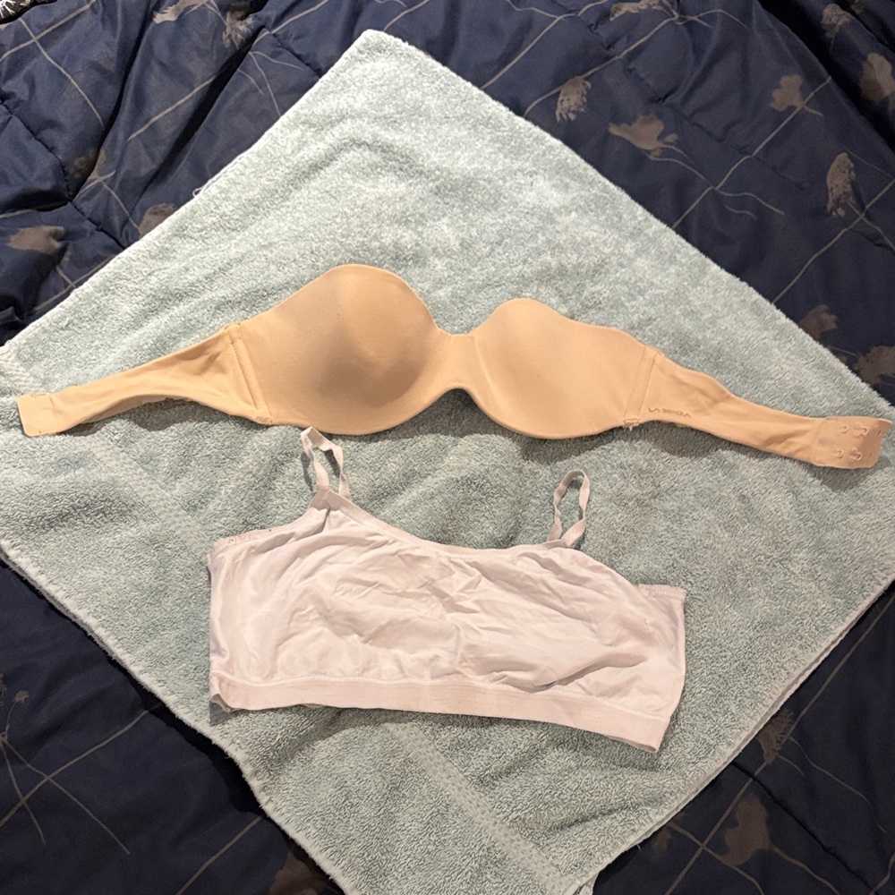 La SENZA Beige Strapless Bra & FREE White Camisole Set - size 34A